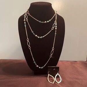 Silver tone and turquoise bead set